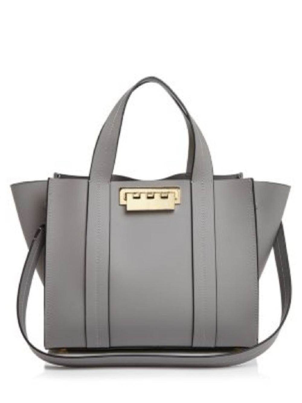 ZAC Zac Posen Gray Leather Tote with Gold Accent